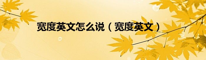 宽度英文怎么说（宽度英文）
