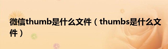 微信thumb是什么文件（thumbs是什么文件）