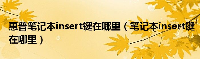 惠普笔记本insert键在哪里（笔记本insert键在哪里）