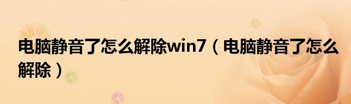 电脑静音了怎么解除win7（电脑静音了怎么解除）