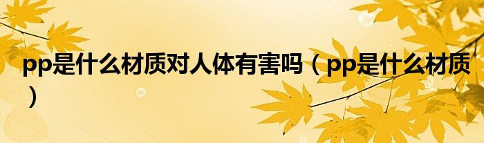 pp是什么材质对人体有害吗（pp是什么材质）