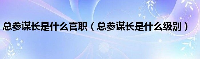 总参谋长是什么官职（总参谋长是什么级别）