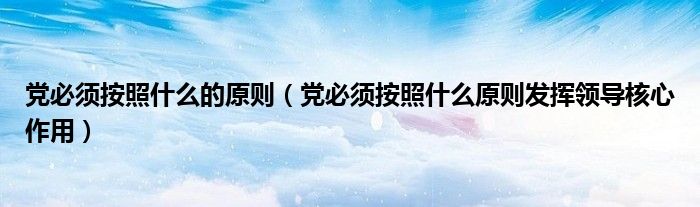 党必须按照什么的原则（党必须按照什么原则发挥领导核心作用）
