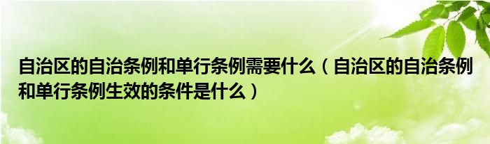 自治区的自治条例和单行条例需要什么（自治区的自治条例和单行条例生效的条件是什么）
