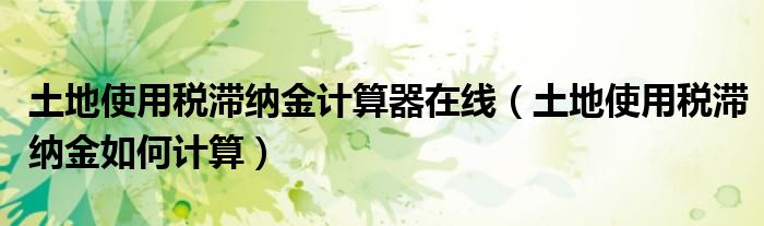 土地使用税滞纳金计算器在线（土地使用税滞纳金如何计算）