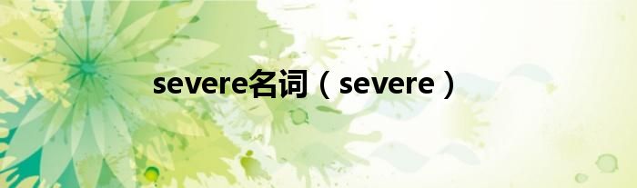 severe名词（severe）