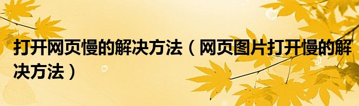 打开网页慢的解决方法（网页图片打开慢的解决方法）
