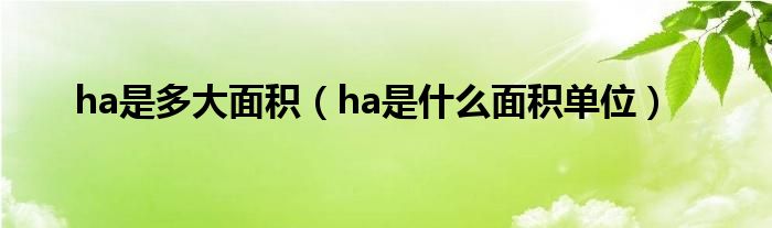 ha是多大面积（ha是什么面积单位）