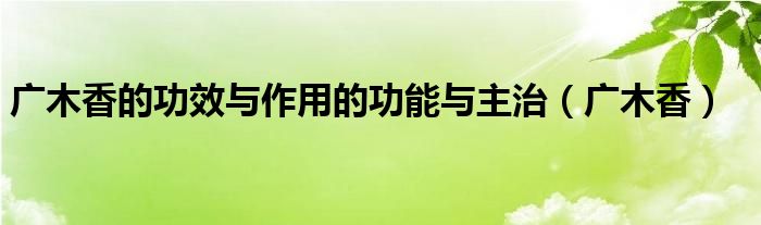 广木香的功效与作用的功能与主治（广木香）