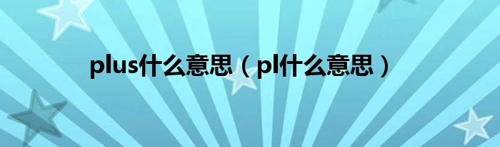 plus什么意思（pl什么意思）