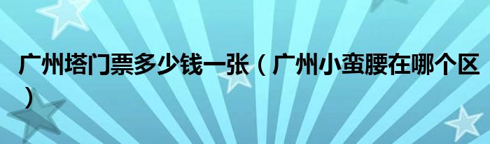 广州塔门票多少钱一张（广州小蛮腰在哪个区）