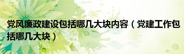 党风廉政建设包括哪几大块内容（党建工作包括哪几大块）