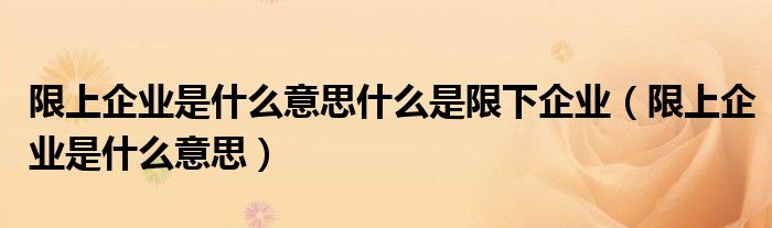 限上企业是什么意思什么是限下企业（限上企业是什么意思）