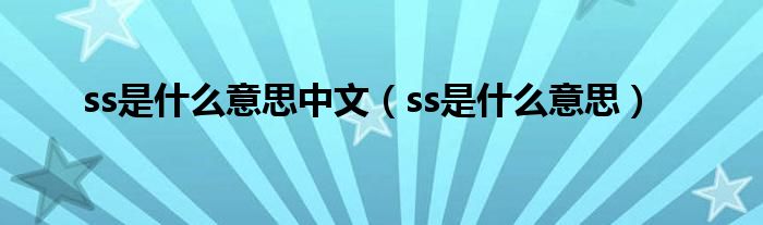 ss是什么意思中文（ss是什么意思）