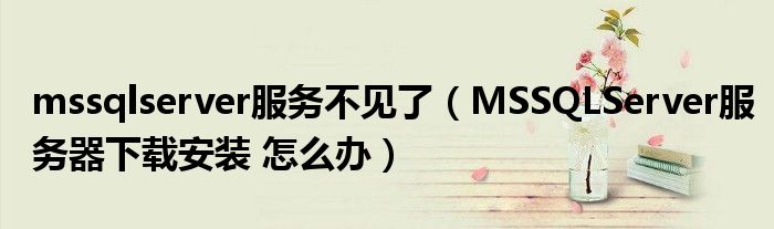 mssqlserver服务不见了（MSSQLServer服务器下载安装 怎么办）