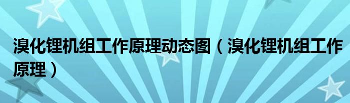 溴化锂机组工作原理动态图（溴化锂机组工作原理）