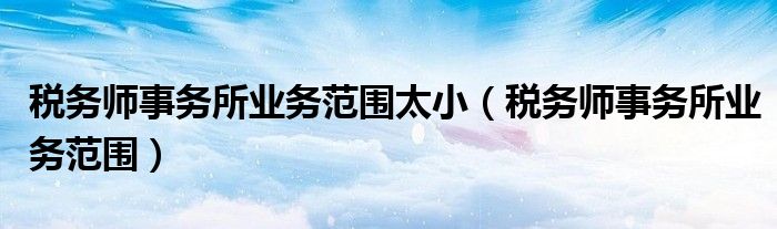 税务师事务所业务范围太小（税务师事务所业务范围）