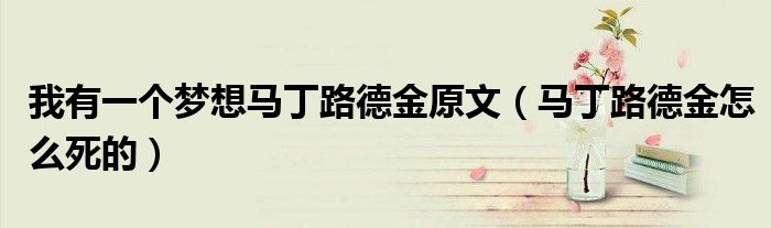 我有一个梦想马丁路德金原文（马丁路德金怎么死的）