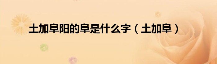 土加阜阳的阜是什么字（土加阜）