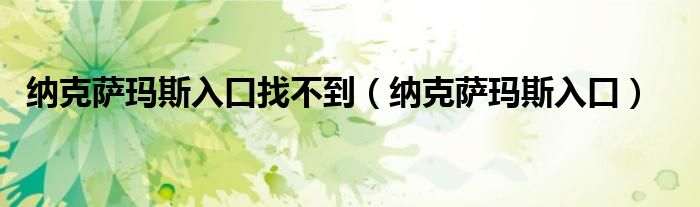 纳克萨玛斯入口找不到（纳克萨玛斯入口）