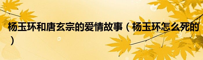 杨玉环和唐玄宗的爱情故事（杨玉环怎么死的）