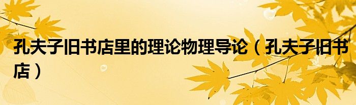 孔夫子旧书店里的理论物理导论（孔夫子旧书店）