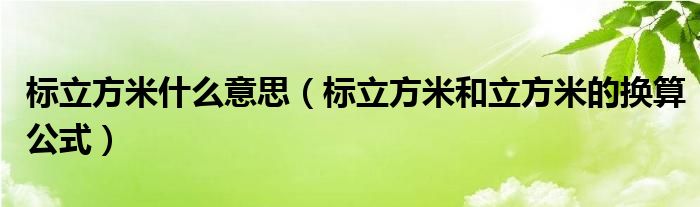 标立方米什么意思（标立方米和立方米的换算公式）