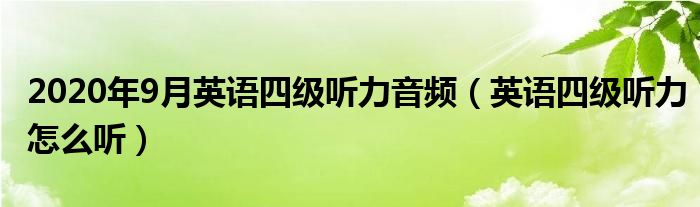 2020年9月英语四级听力音频（英语四级听力怎么听）