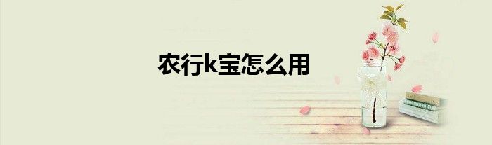 农行k宝怎么用