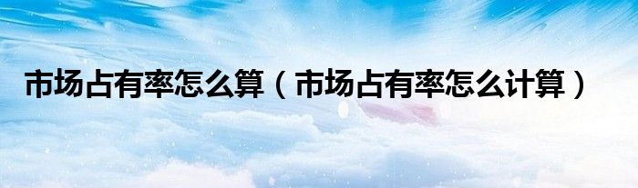 市场占有率怎么算（市场占有率怎么计算）
