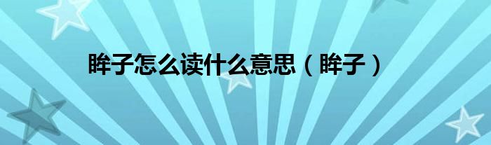 眸子怎么读什么意思（眸子）
