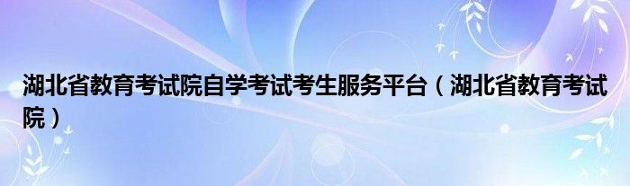 湖北省教育考试院自学考试考生服务平台（湖北省教育考试院）