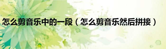 怎么剪音乐中的一段（怎么剪音乐然后拼接）