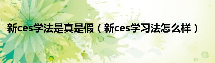新ces学法是真是假（新ces学习法怎么样）