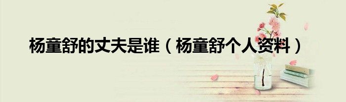 杨童舒的丈夫是谁（杨童舒个人资料）