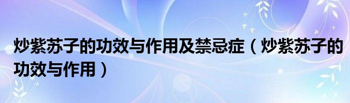 炒紫苏子的功效与作用及禁忌症（炒紫苏子的功效与作用）