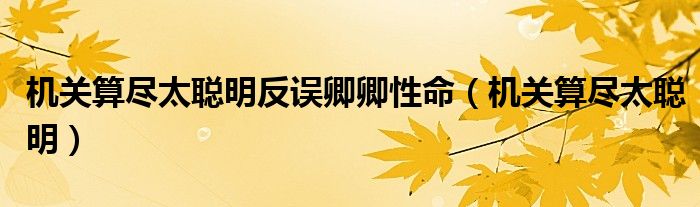 机关算尽太聪明反误卿卿性命（机关算尽太聪明）