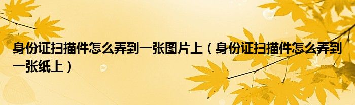 身份证扫描件怎么弄到一张图片上（身份证扫描件怎么弄到一张纸上）