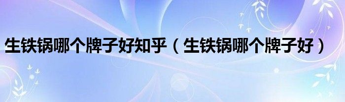 生铁锅哪个牌子好知乎（生铁锅哪个牌子好）