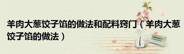 羊肉大葱饺子馅的做法和配料窍门（羊肉大葱饺子馅的做法）
