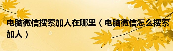 电脑微信搜索加人在哪里（电脑微信怎么搜索加人）
