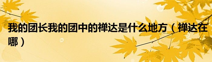 我的团长我的团中的禅达是什么地方（禅达在哪）