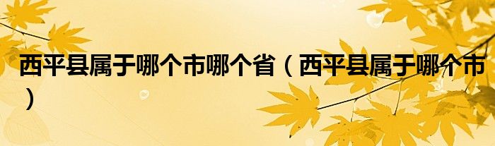 西平县属于哪个市哪个省（西平县属于哪个市）