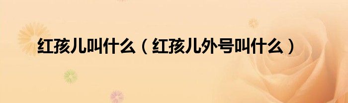 红孩儿叫什么（红孩儿外号叫什么）