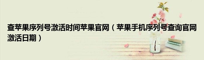 查苹果序列号激活时间苹果官网（苹果手机序列号查询官网激活日期）