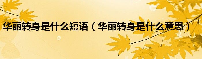 华丽转身是什么短语（华丽转身是什么意思）