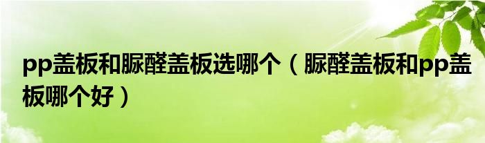 pp盖板和脲醛盖板选哪个（脲醛盖板和pp盖板哪个好）
