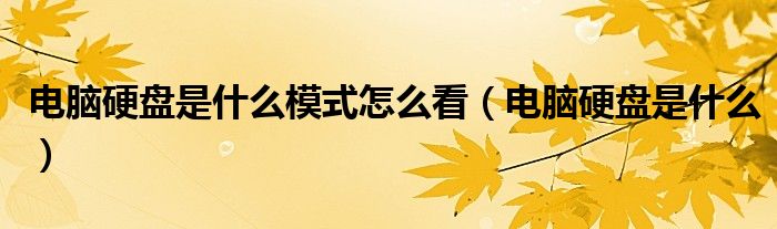 电脑硬盘是什么模式怎么看（电脑硬盘是什么）