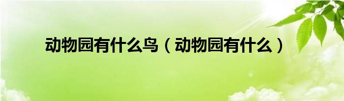 动物园有什么鸟（动物园有什么）