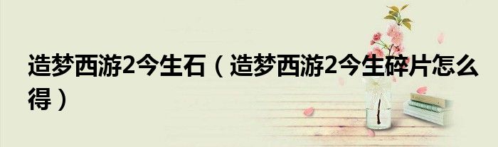 造梦西游2今生石（造梦西游2今生碎片怎么得）